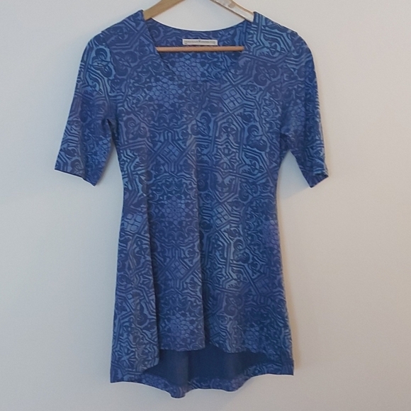 NWOT Peruvian Connection Tilework Tunic 1/2 Sleeve Abstract Top Size XS - Picture 5 of 9